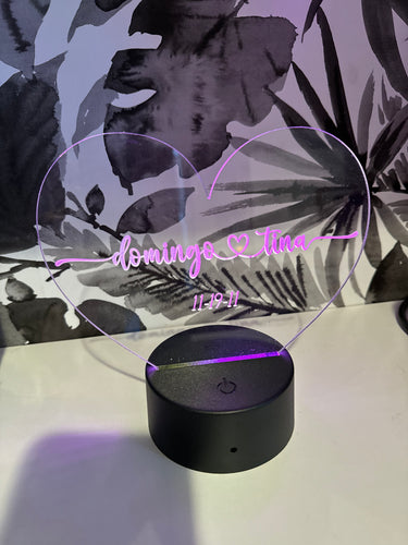 Clear acrylic ❤️ with light up color changing base